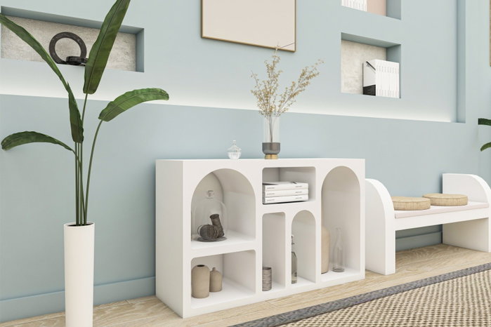 Hanah Home Consola Blanca Liva 120 - Mueble de Entrada o Salón Moderno, 120x74x37 cm